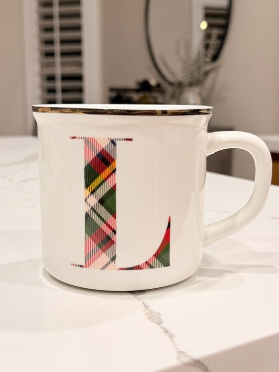 Pottery Barn Other - Pottery Barn Monogram "L" Plaid Christmas Holiday Coffee Mug⁠